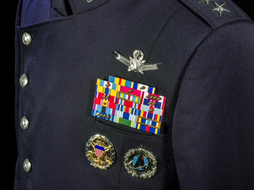 Closeup of a space themed military jacket