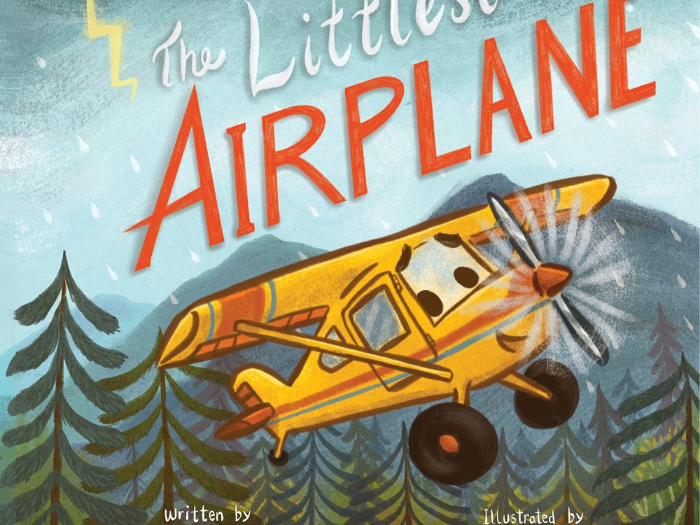 A book cover showing an illustrated yellow airplane. 