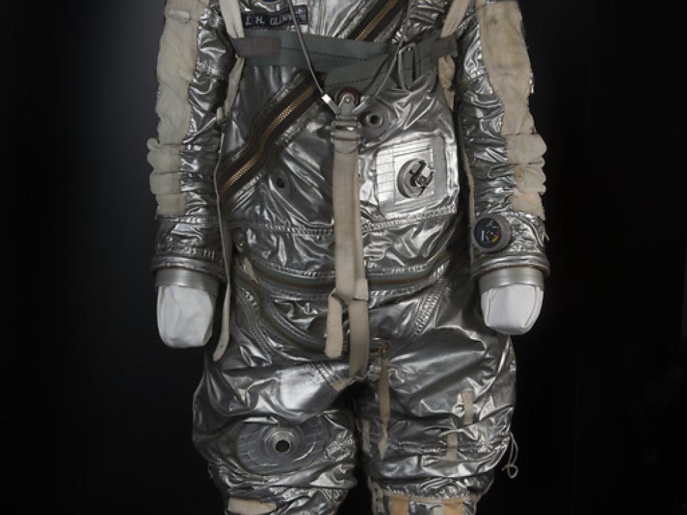 Front view of a space pressure suit. 