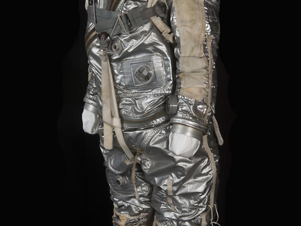 Side view of a space pressure suit.