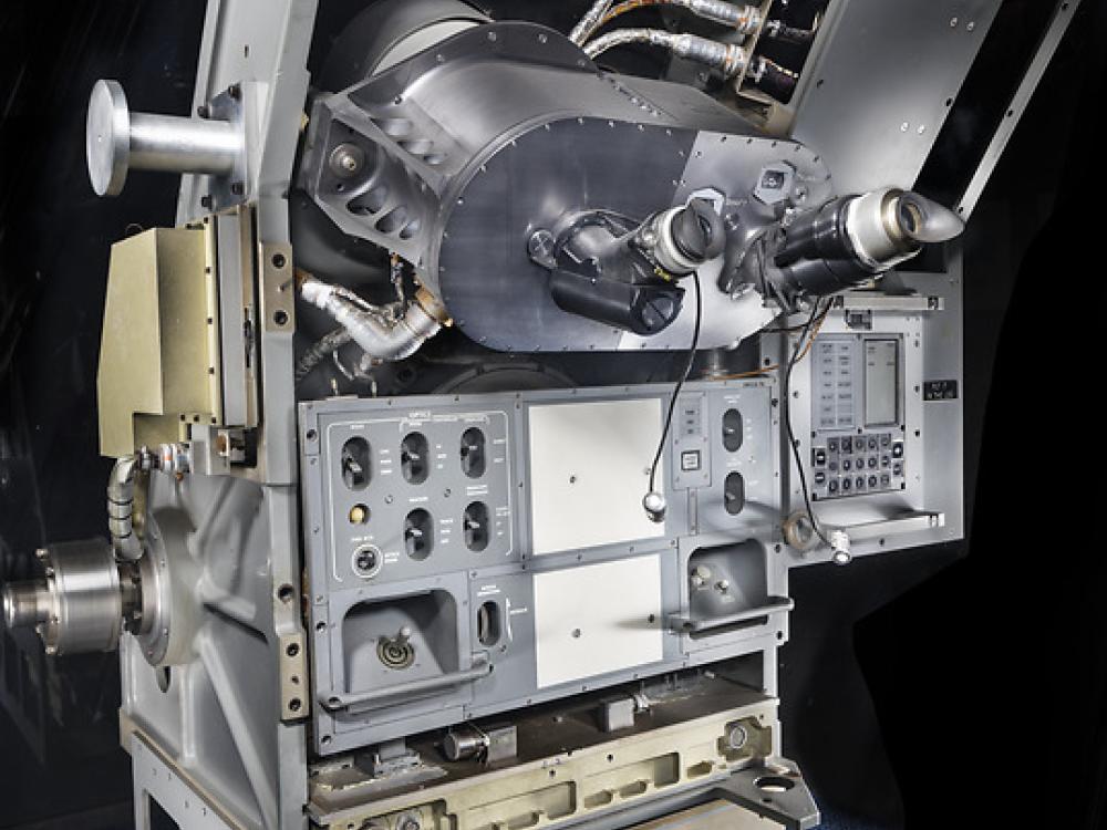 View of a guidance and navigation panel for a spacecraft. 