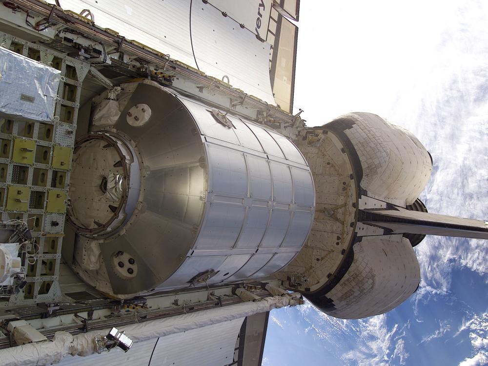 Multipurpose Logistics Module, Leonardo, Rests in Discovery's Payload Bay