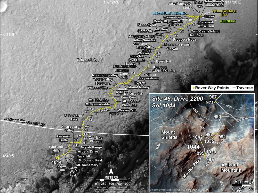 Map of Curiosity’s Route with inset