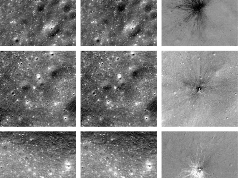 Mosaic of images showing change of the lunar surface over time