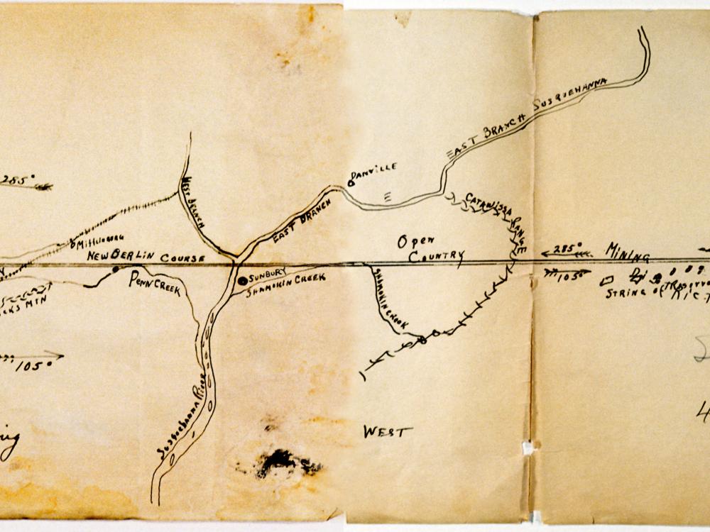 Air Mail Pilot Hand-drawn Map