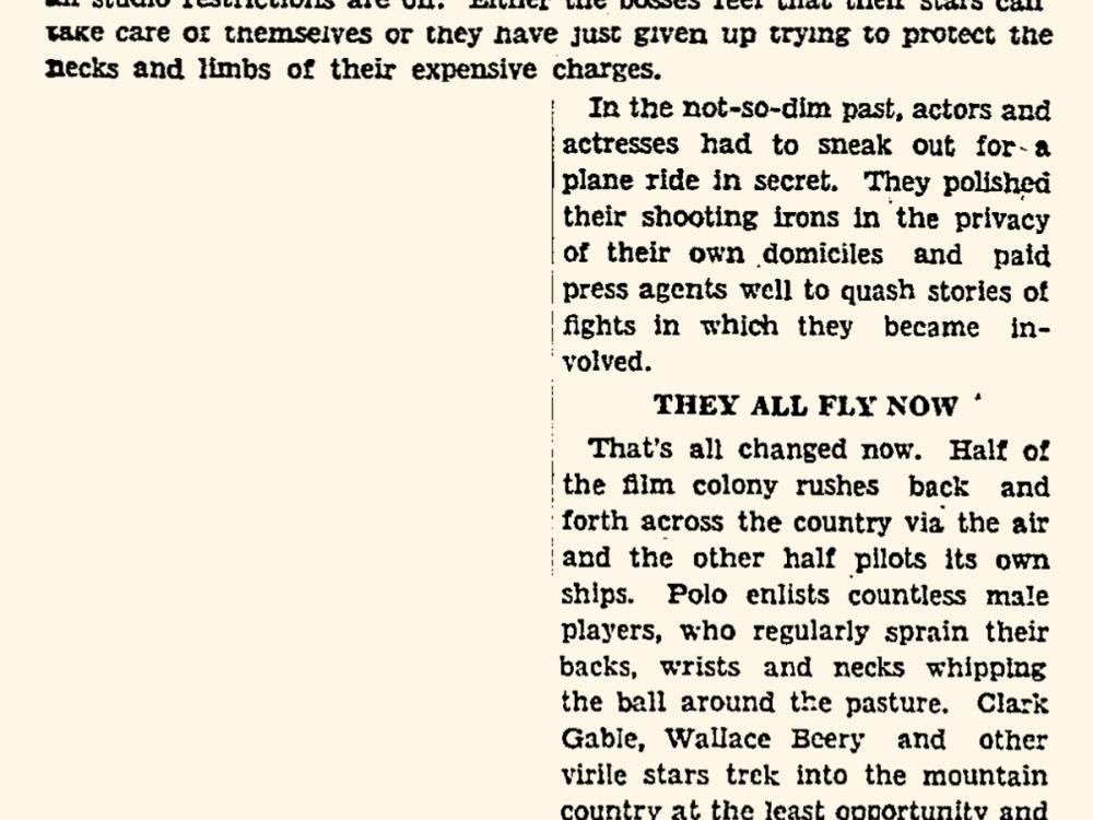 A newspaper opinion clip suggesting that film studios should stop preventing their film stars from performing risky behaviors.