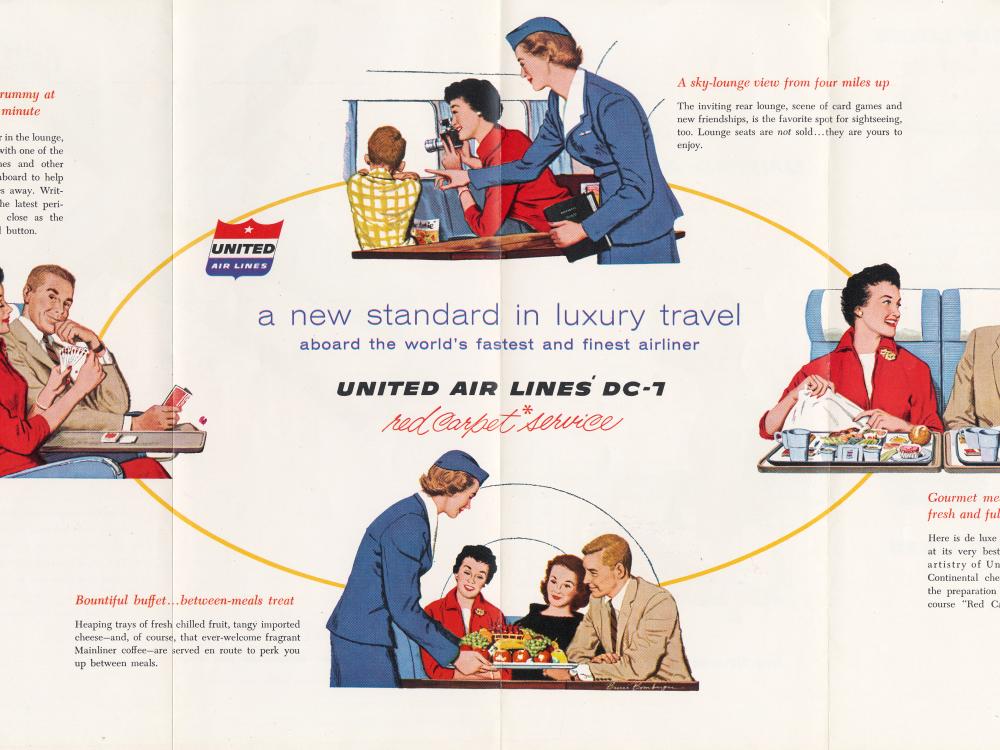 Vintage 1940s air transport association travel ad