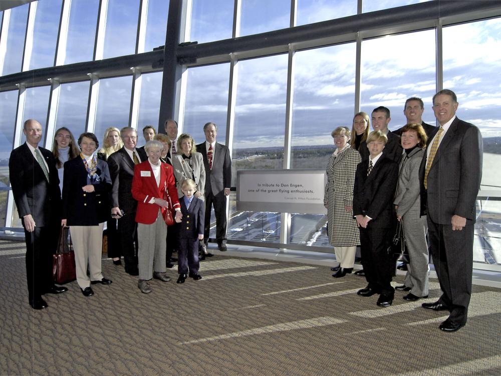 Mary Engen with her family at the Dedication of the Engen Tower at UHC