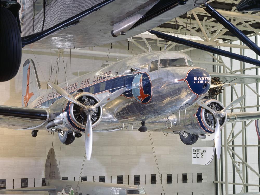 Douglas DC-3 hanging on display