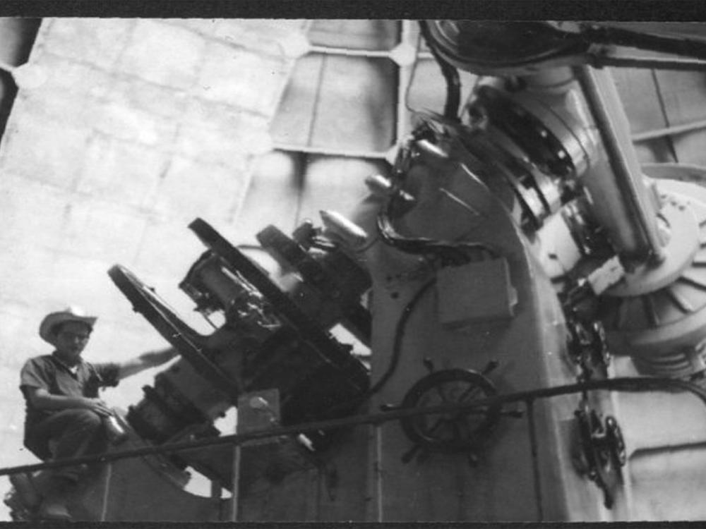 Large telescope inside an observatory. 