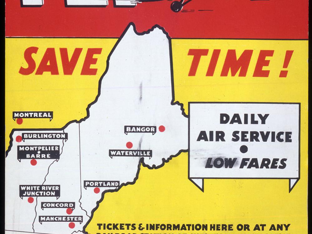 Fly Save Time! Commercial Aviation Advertising Poster