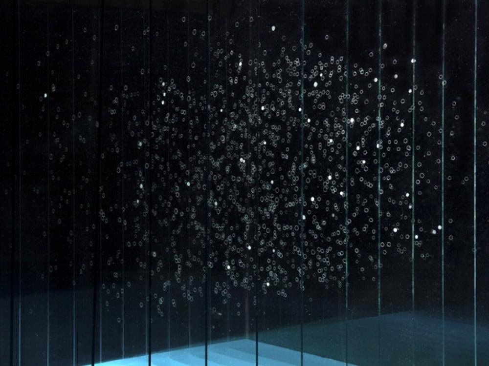 Three-dimensional glass sculpture of astronomical findings by the Kepler Observatory.