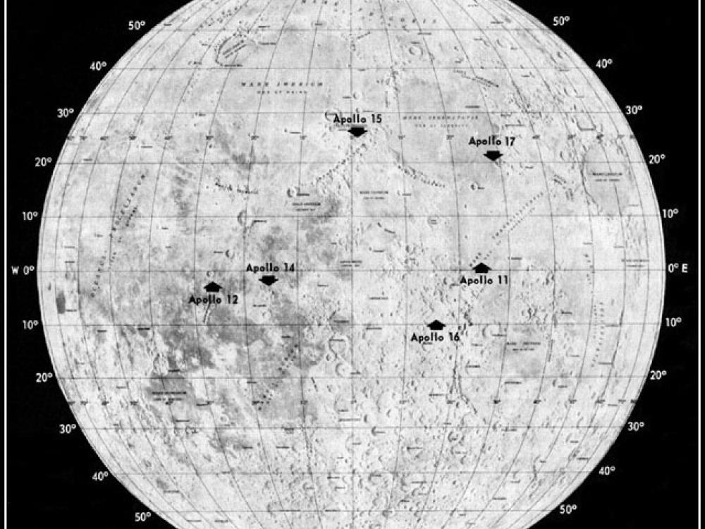 Apollo Landing Spots on Moon