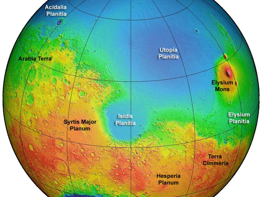 Topographic Map of Mars