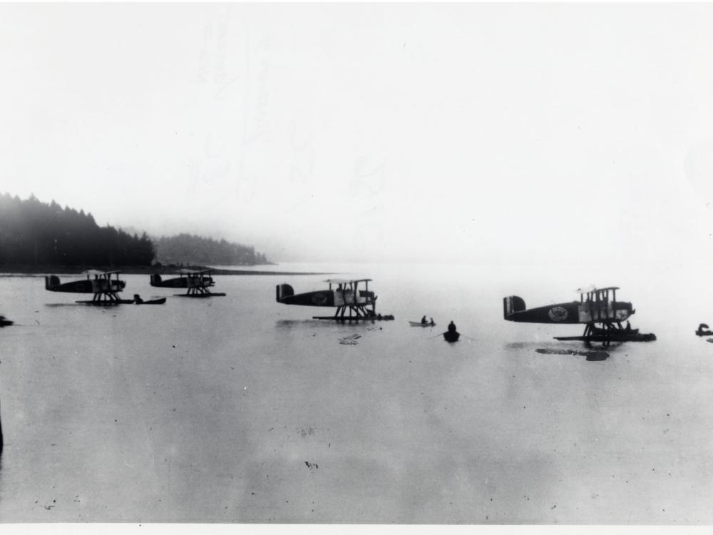 The Army Air Service installing floats