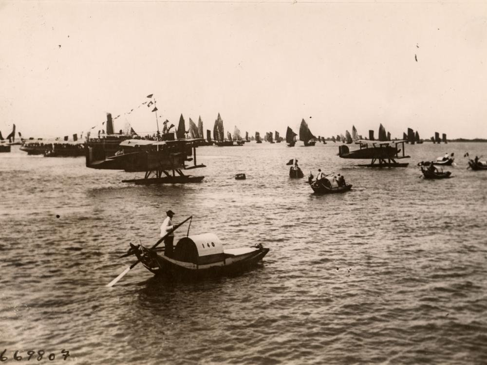 Two of the World Cruisers anchored in the chaotic harbor of Shanghai, China