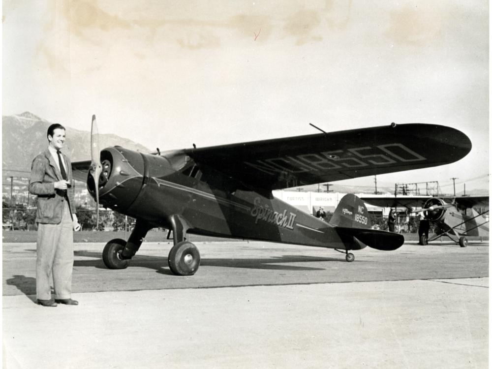 Actor Bob Cummings with his Cessna Airmaster