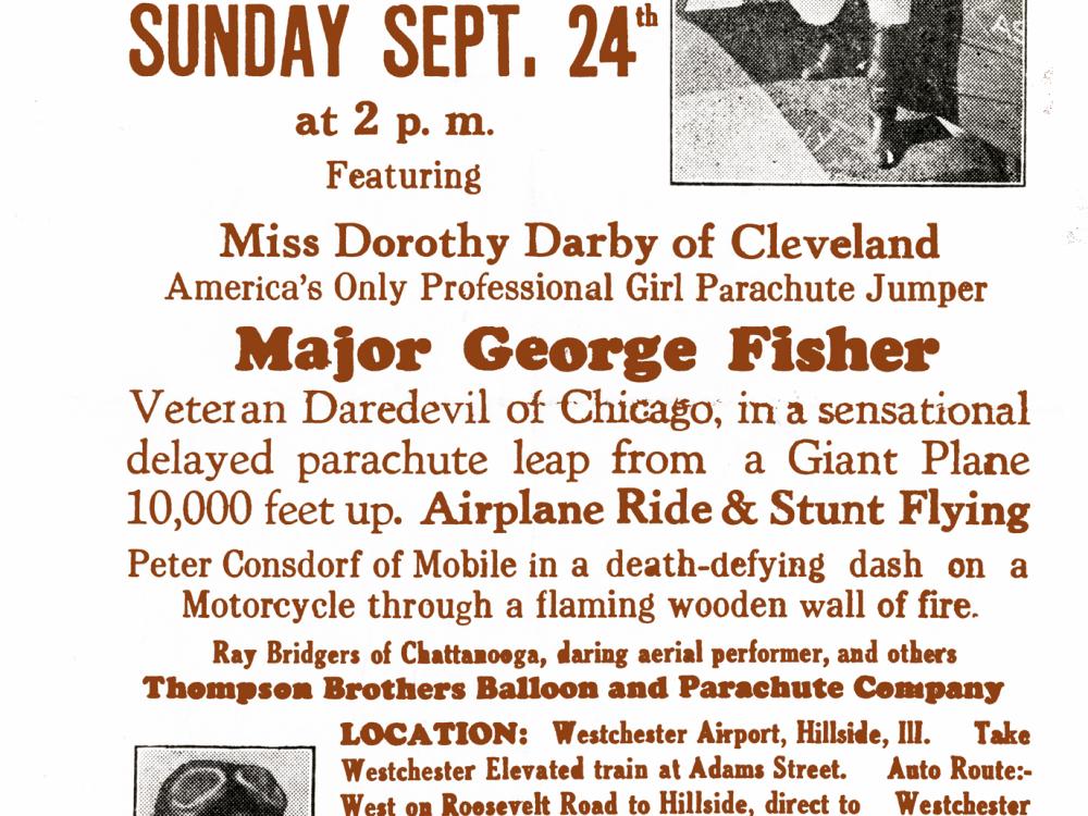 Advertising poster for an air show featuring African-American pilots.