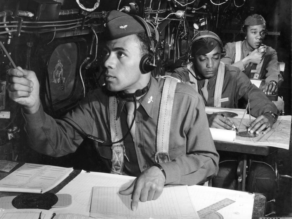 Tuskegee Navigation Cadets in Trainer