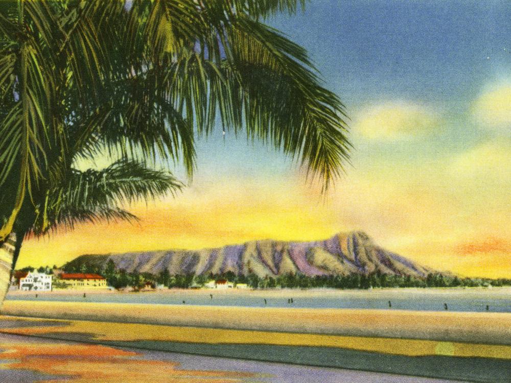 Sunset on Diamond Head Postcard