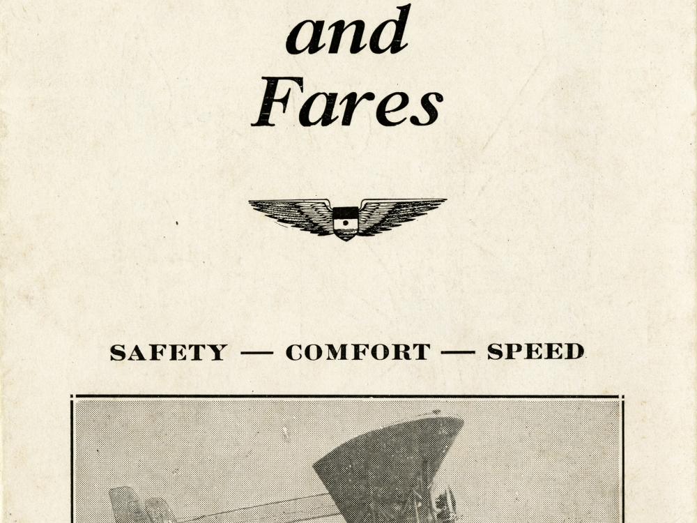 Inter-Island Airways Timetable 1929