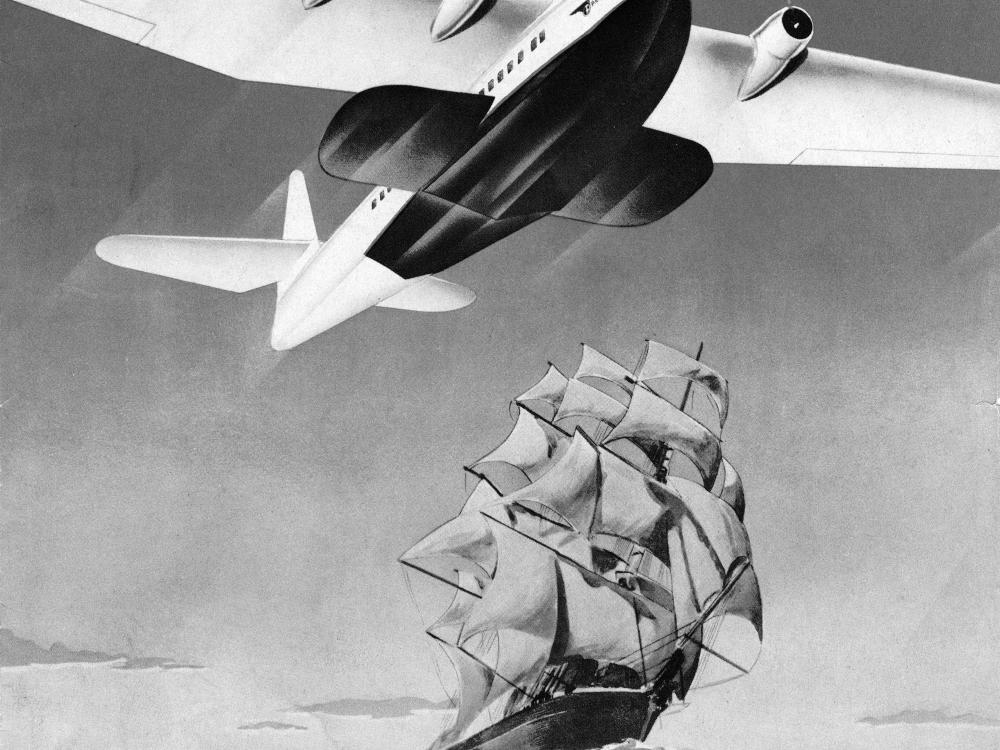 Clipper Ship and Plane