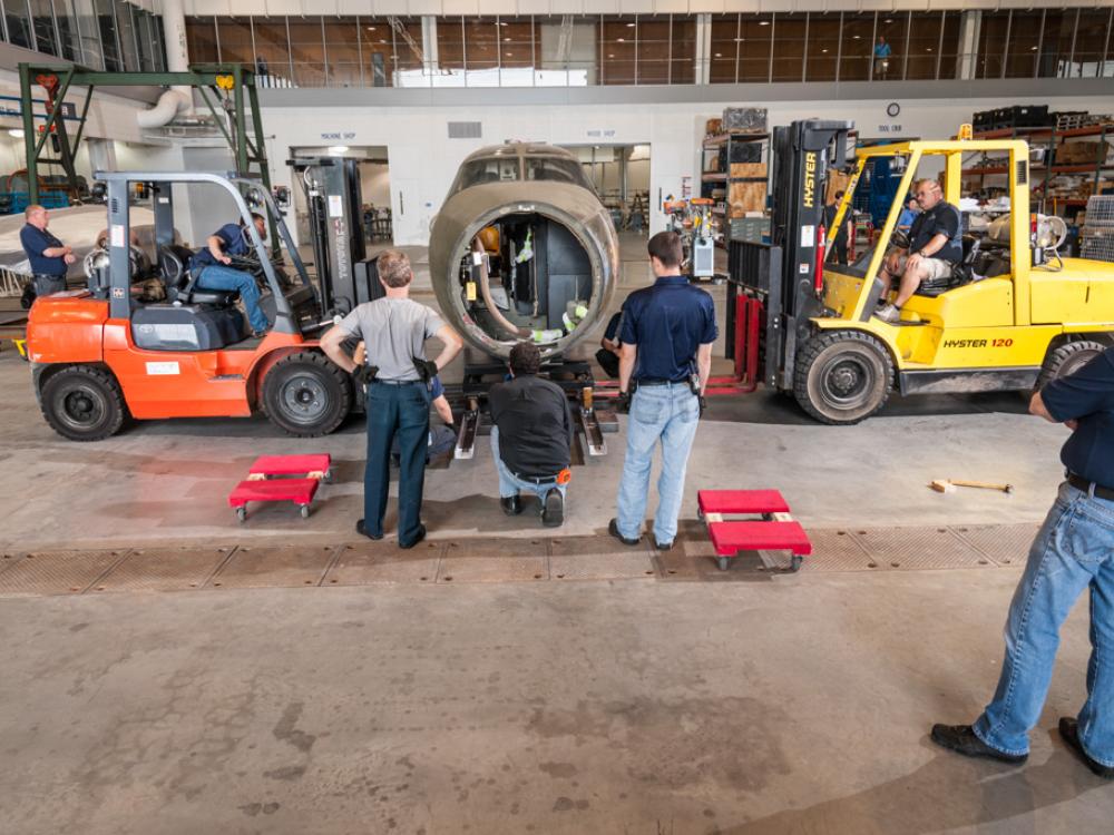 Moving the Martin B-26B Marauder <em>Flak-Bait</em>'s Forward Fuselage