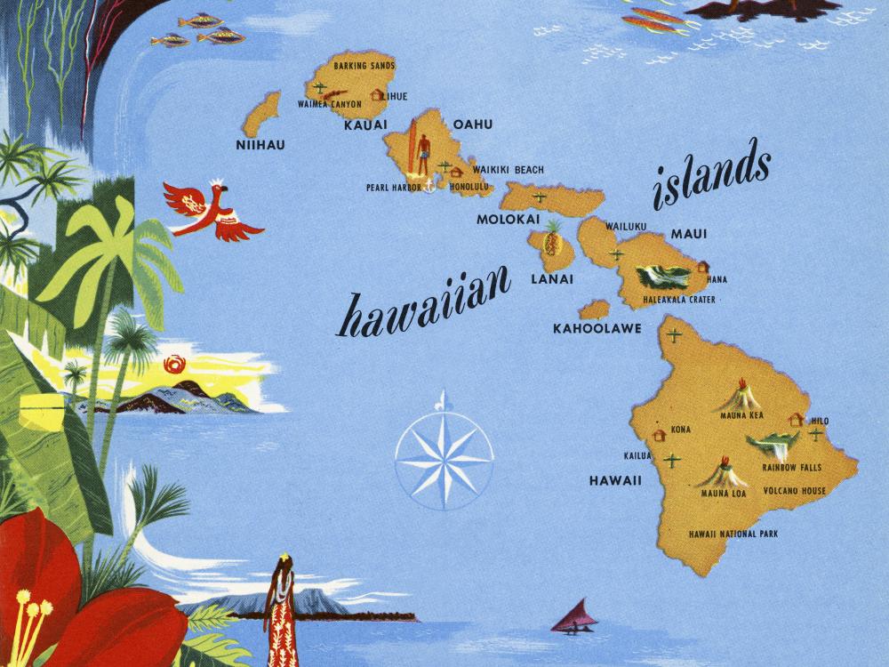 Northwest Airlines Hawaii Brochure, Map