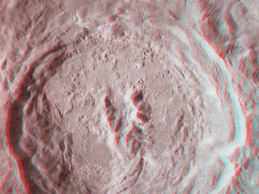 King Crater on the Moon in 3-D