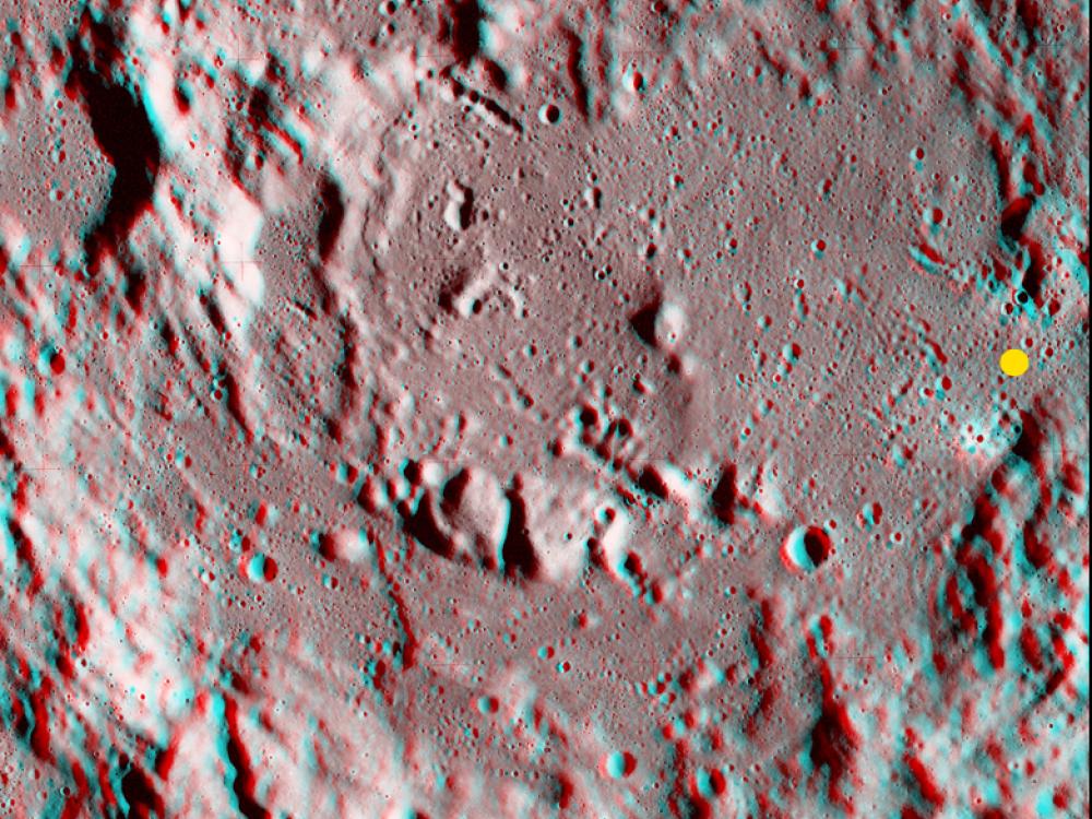 Descartes Crater on the Moon in 3-D