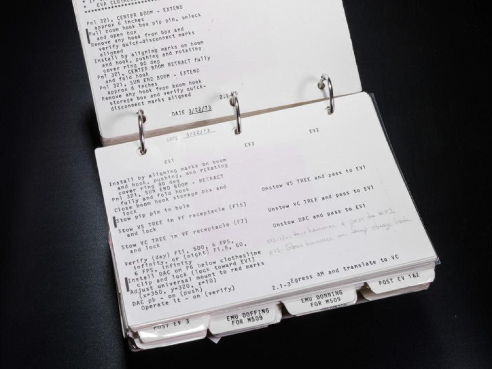 A flipbook of typed procedures for repairing damage to Skylab 2. 