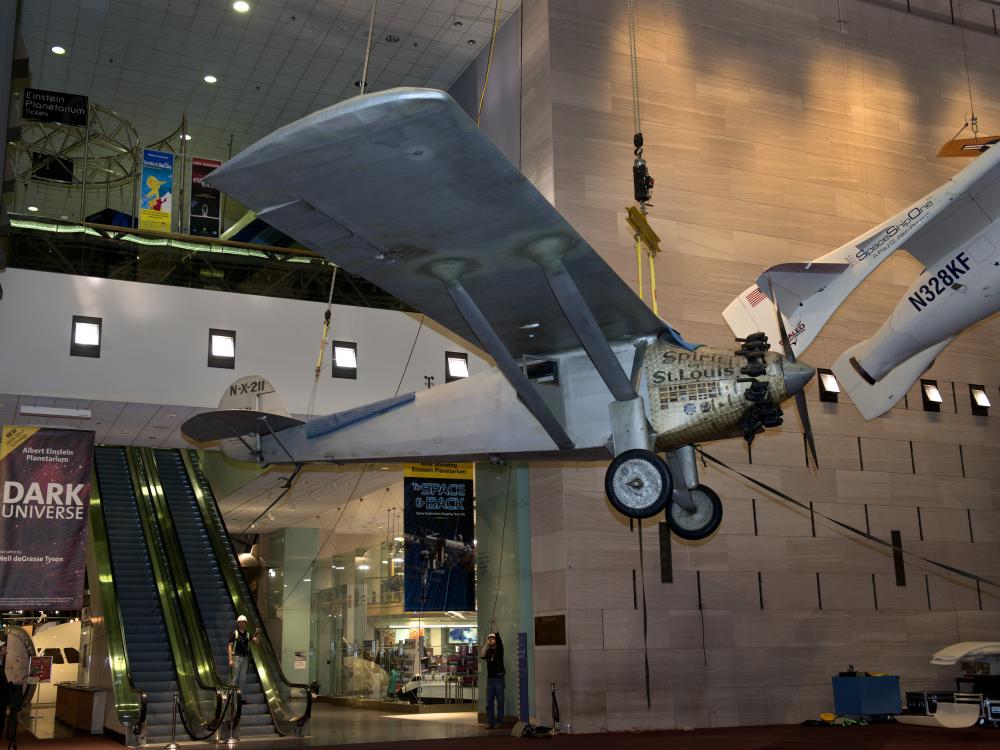 <em>Spirit of St. Louis</em> lowered for conservation