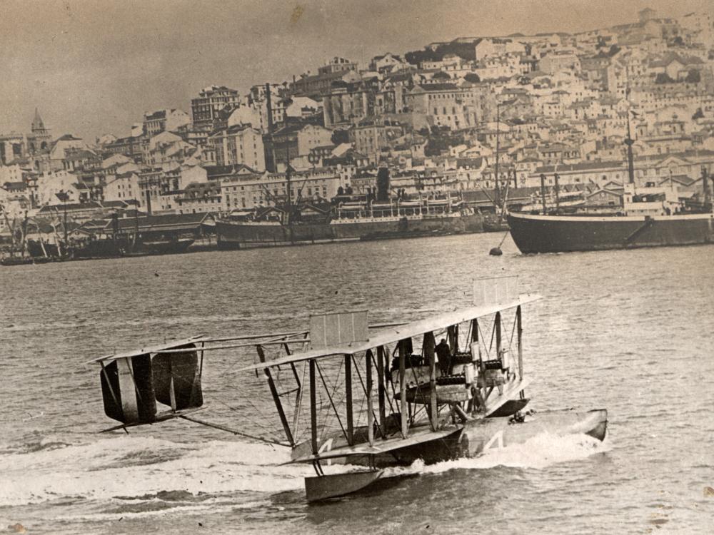 NC-4 Aircraft Taxis into Lisbon