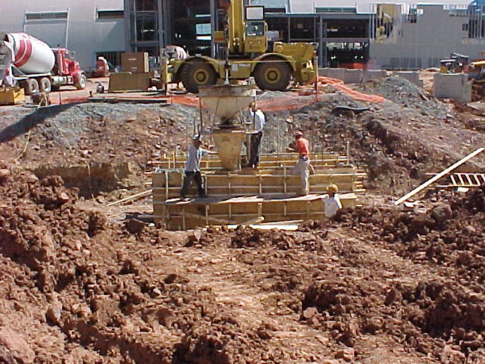 Space Hangar foundation being poured