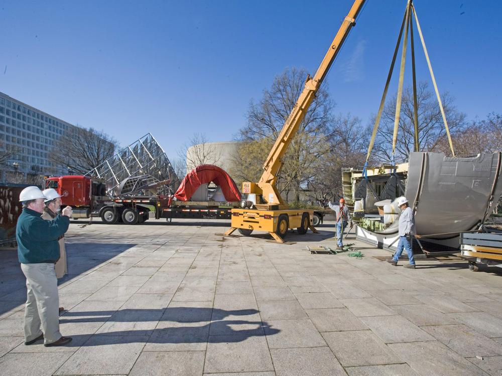 America by Air--747 Forward Fuselage Arrival at National Mall Building