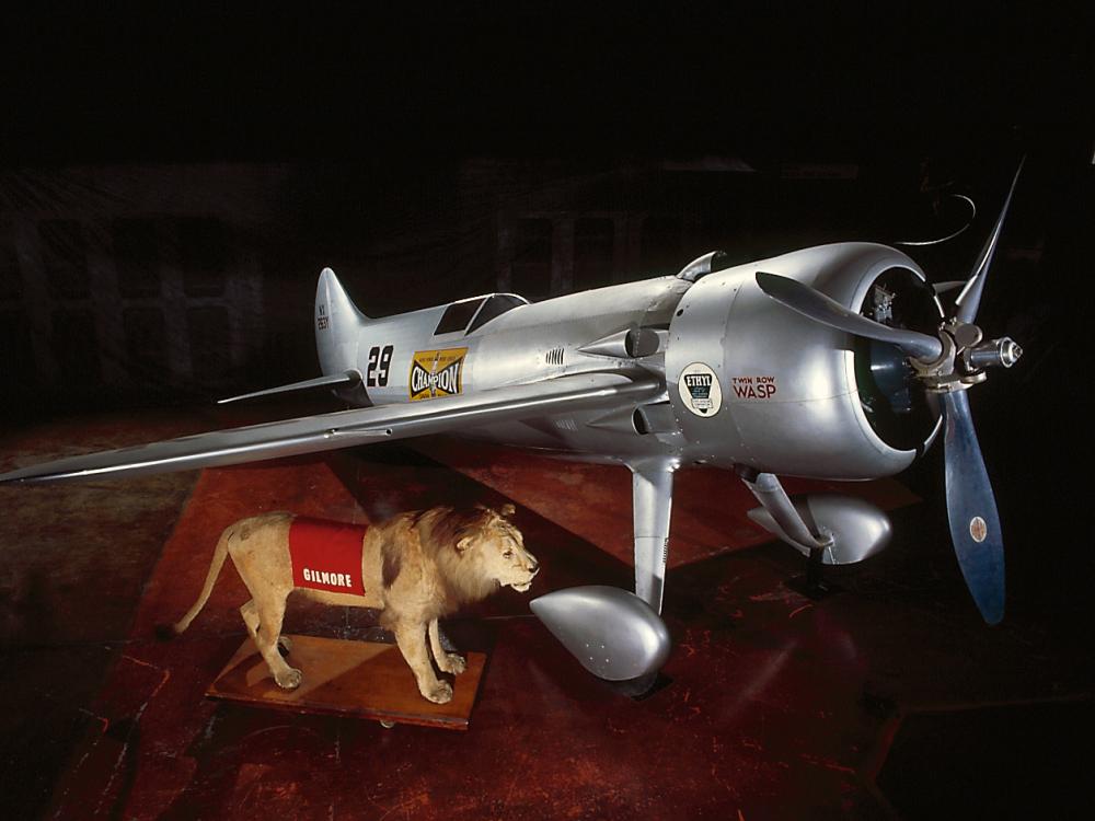 Turner RT-14 with Roscoe Turner's lion, Gilmore at the Udvar-Hazy Center