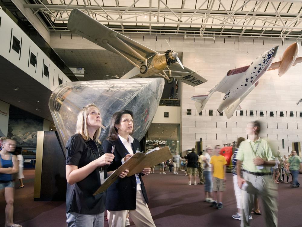 Intern Claire Pope and Beatrice Mowry at the National Air and Space Museum