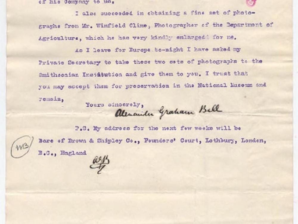 Alexander Graham Bell Letter to Charles D. Walcott (Pg 2)