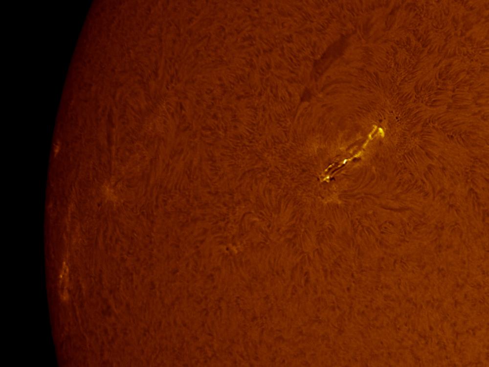 Close-up view of a solar flare on the Sun's chromosphere.