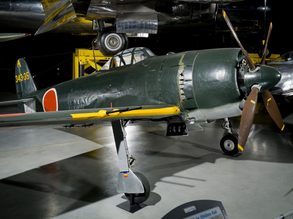 Kawanishi N1K2-Ja at the Steven F. Udvar-Hazy Aviation Hangar