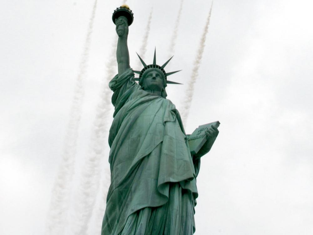 Thunderbirds Fly Over Statue of Liberty