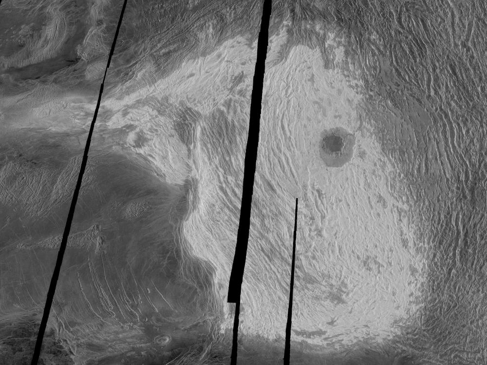 A radar view of Maxwell Montes, the highest mountain known on Venus.