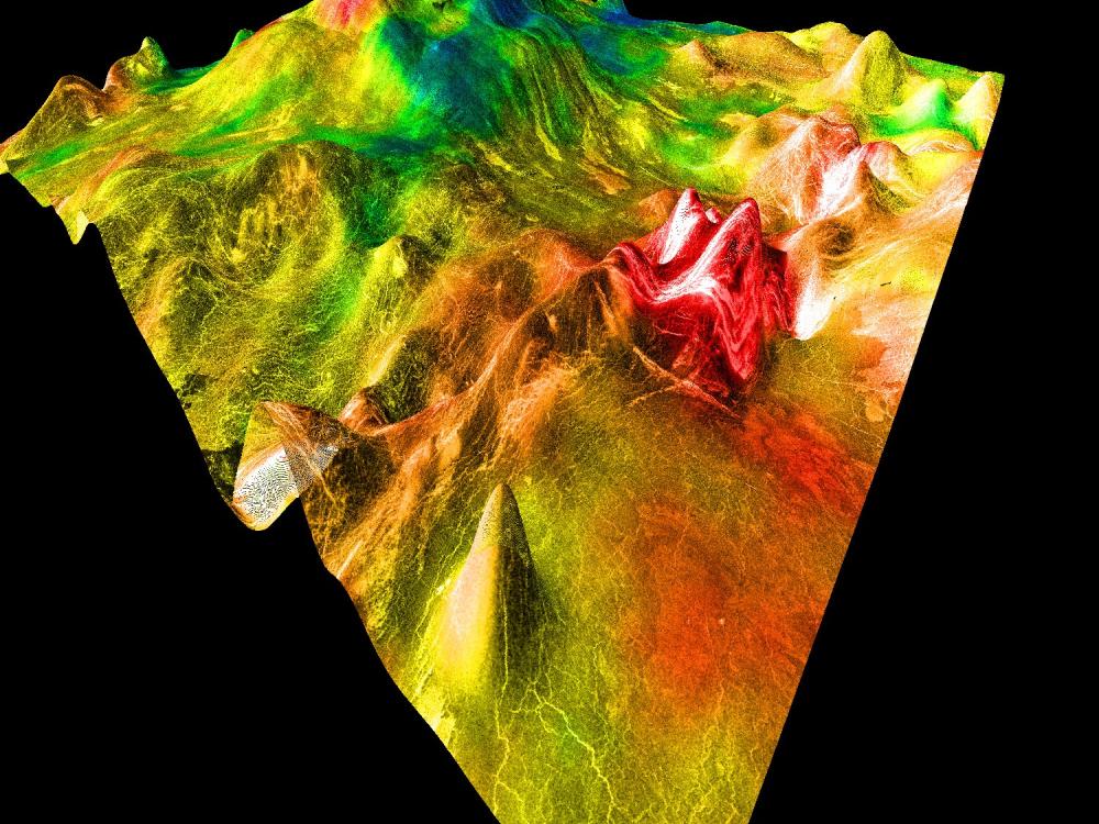 Topographic 3D View of the Surface of Venus