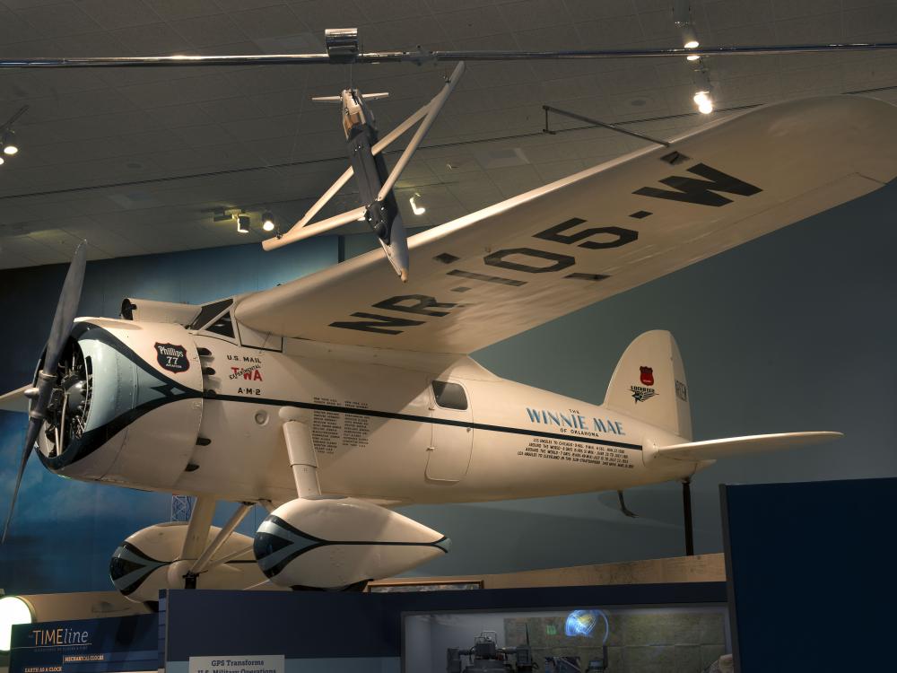 Lockheed Vega "Winnie Mae" on display in "Time and Navigation"