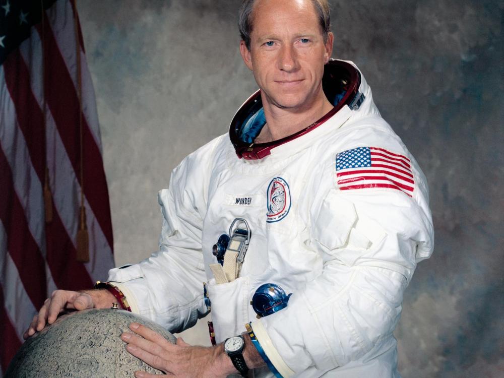 Al Worden in spacesuit