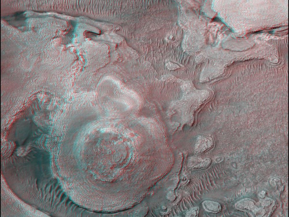 3-D Anaglyph of Interesting Martian Landscape