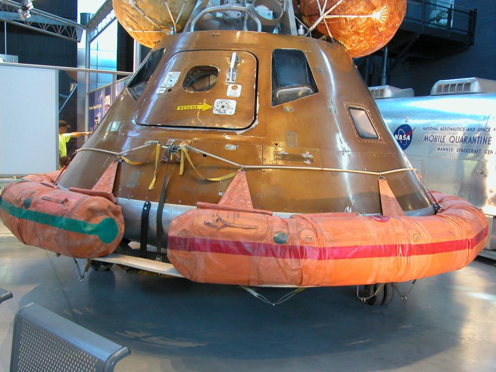 Apollo 11 Flotation Collar displayed on apollo capsule testbed