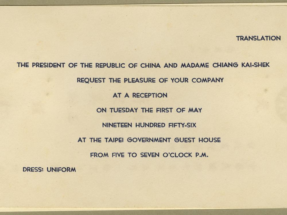 Invitation from Chiang Kai-Shek