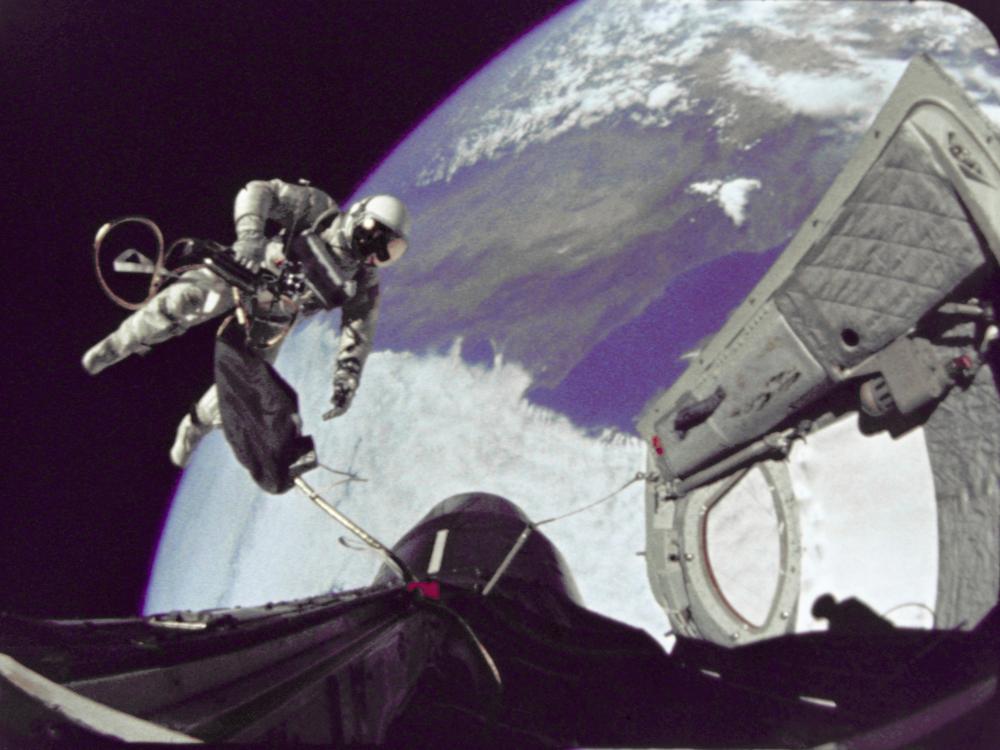 Astronaut Ed White in Space as Seen from the Gemini IV Spacecraft