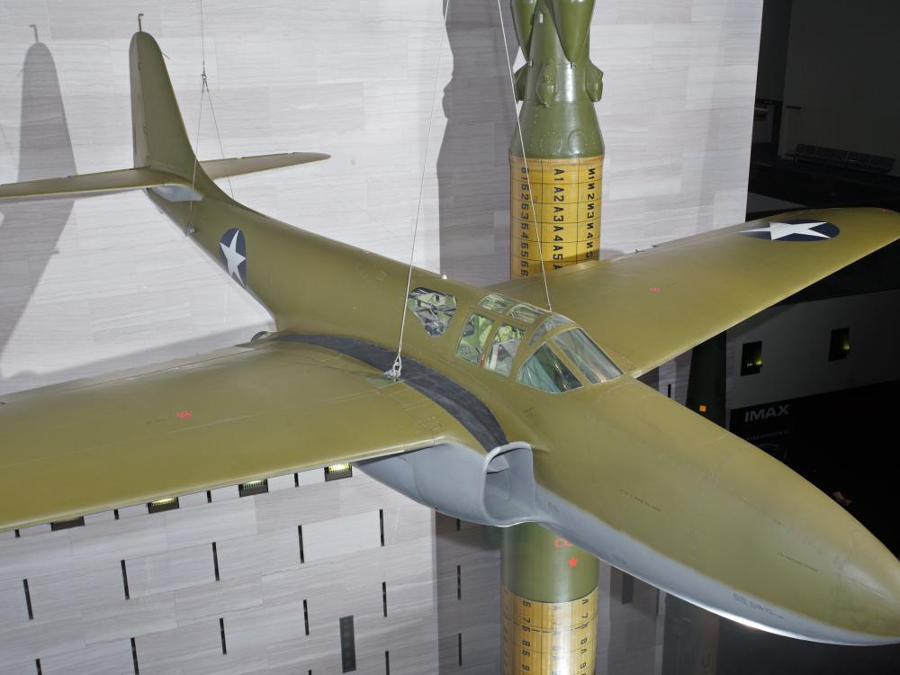 Bell XP-59A Airacomet on display in the Boeing Milestones of Flight Hall